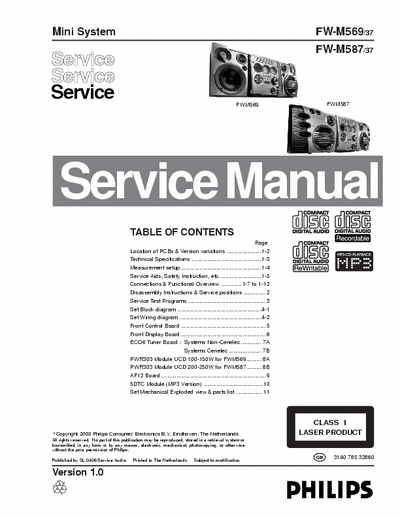 Philips FW-M569  FW-M587 Mini System Hi-Fi - vers. /37 - pag. 100